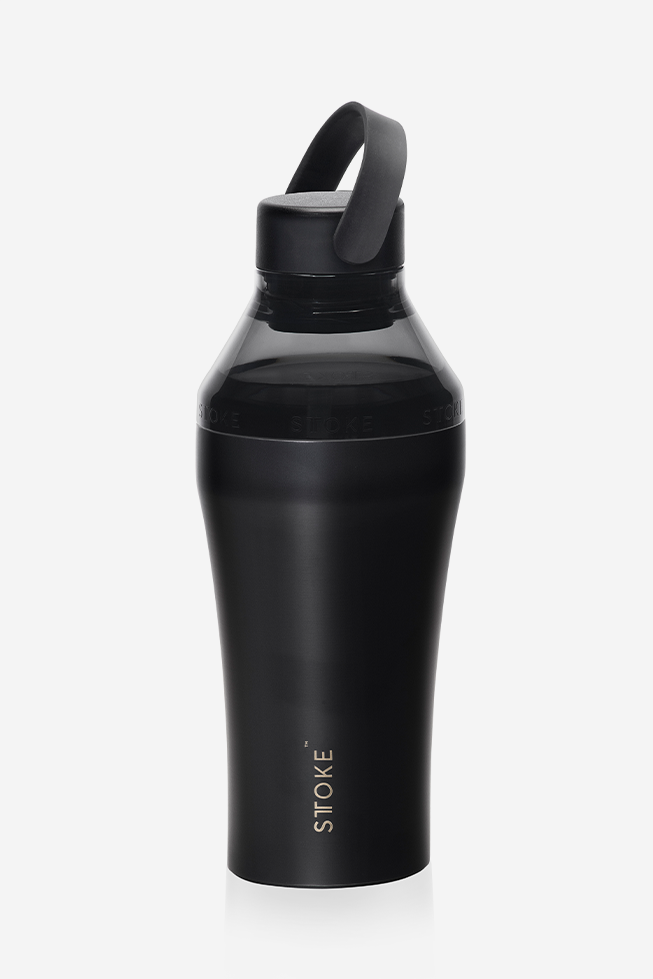 Black STTOKE cup with a hydration bottle lid