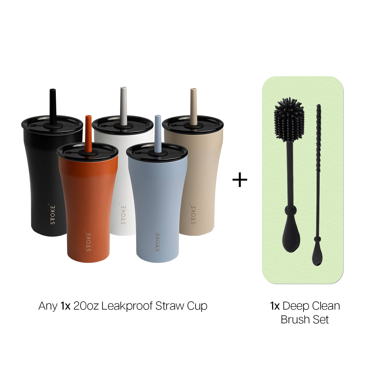 20oz Leakproof Straw Cup & Brush Set Bundle